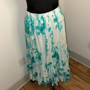Casual Studio sky aqua white 100% cotton tie dye elastic waist Boho Skirt Sz M